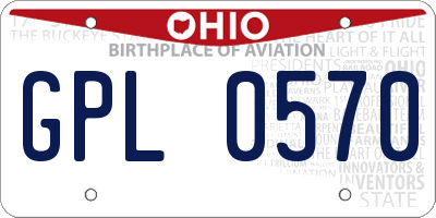 OH license plate GPL0570