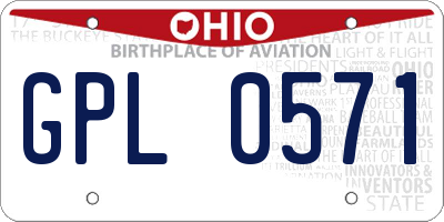 OH license plate GPL0571