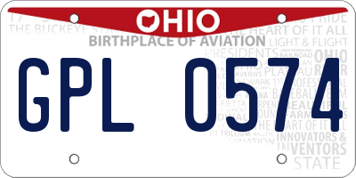 OH license plate GPL0574
