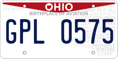 OH license plate GPL0575