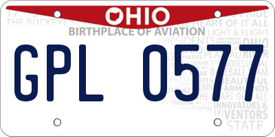 OH license plate GPL0577
