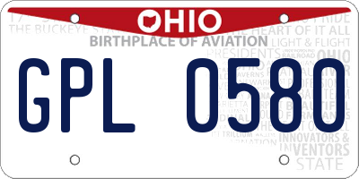 OH license plate GPL0580