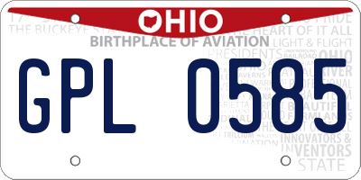 OH license plate GPL0585