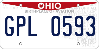 OH license plate GPL0593