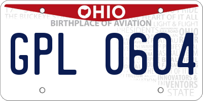 OH license plate GPL0604