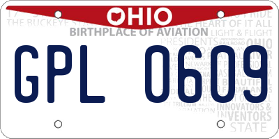 OH license plate GPL0609