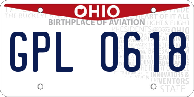 OH license plate GPL0618