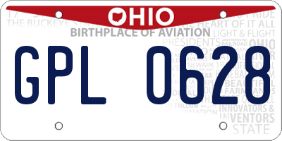 OH license plate GPL0628