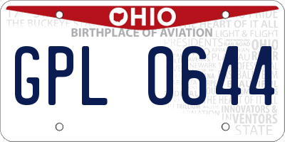 OH license plate GPL0644