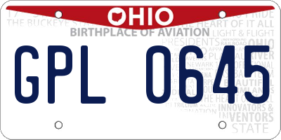 OH license plate GPL0645