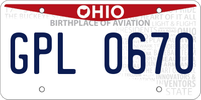 OH license plate GPL0670
