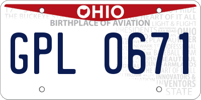 OH license plate GPL0671