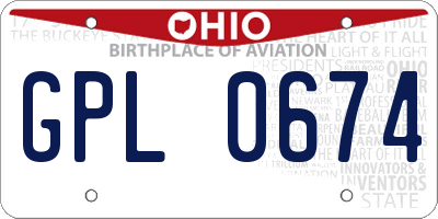 OH license plate GPL0674