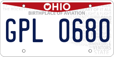 OH license plate GPL0680
