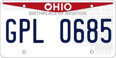 OH license plate GPL0685