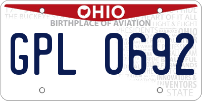 OH license plate GPL0692