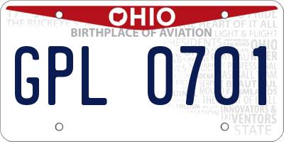 OH license plate GPL0701