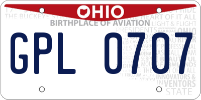 OH license plate GPL0707