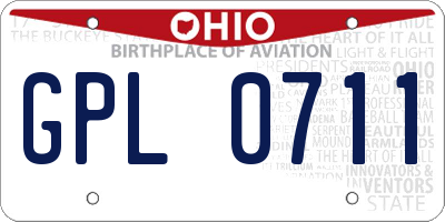 OH license plate GPL0711
