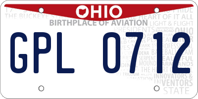 OH license plate GPL0712