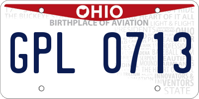 OH license plate GPL0713