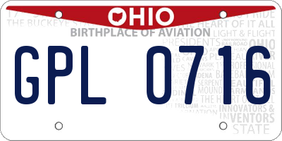 OH license plate GPL0716
