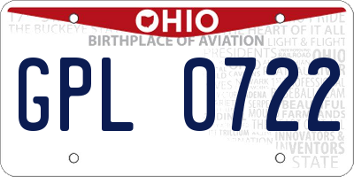 OH license plate GPL0722