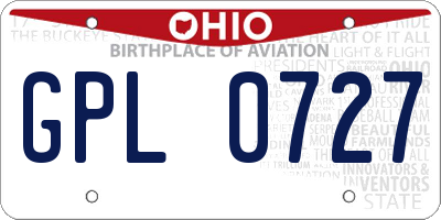 OH license plate GPL0727