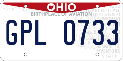 OH license plate GPL0733