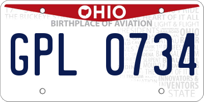 OH license plate GPL0734