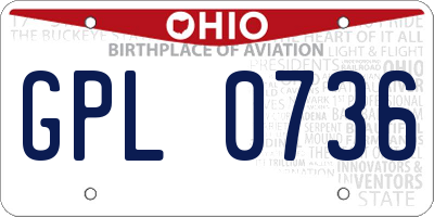 OH license plate GPL0736