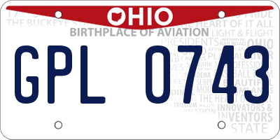 OH license plate GPL0743