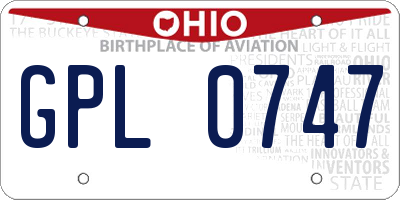 OH license plate GPL0747