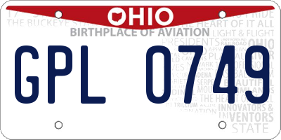 OH license plate GPL0749