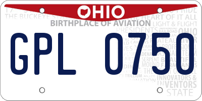 OH license plate GPL0750