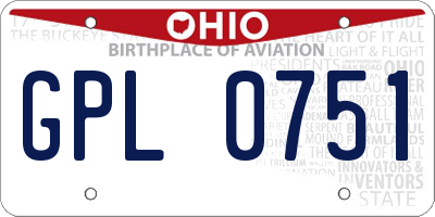OH license plate GPL0751