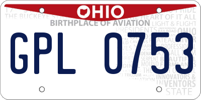 OH license plate GPL0753
