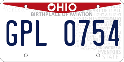 OH license plate GPL0754