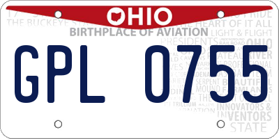 OH license plate GPL0755