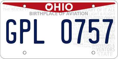 OH license plate GPL0757