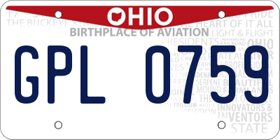OH license plate GPL0759