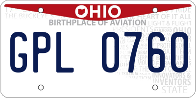 OH license plate GPL0760