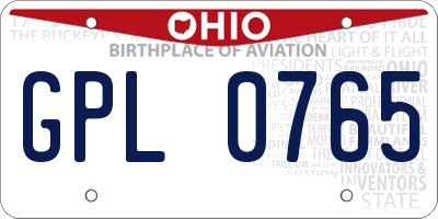 OH license plate GPL0765