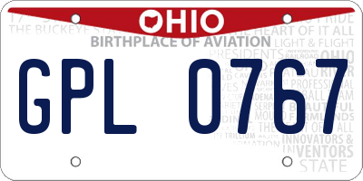 OH license plate GPL0767