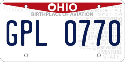 OH license plate GPL0770