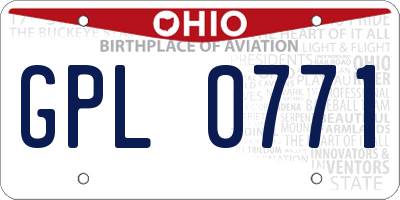 OH license plate GPL0771