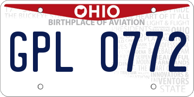 OH license plate GPL0772