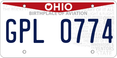 OH license plate GPL0774