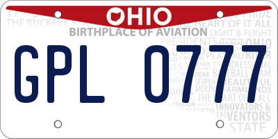 OH license plate GPL0777