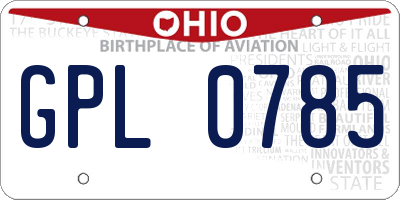 OH license plate GPL0785